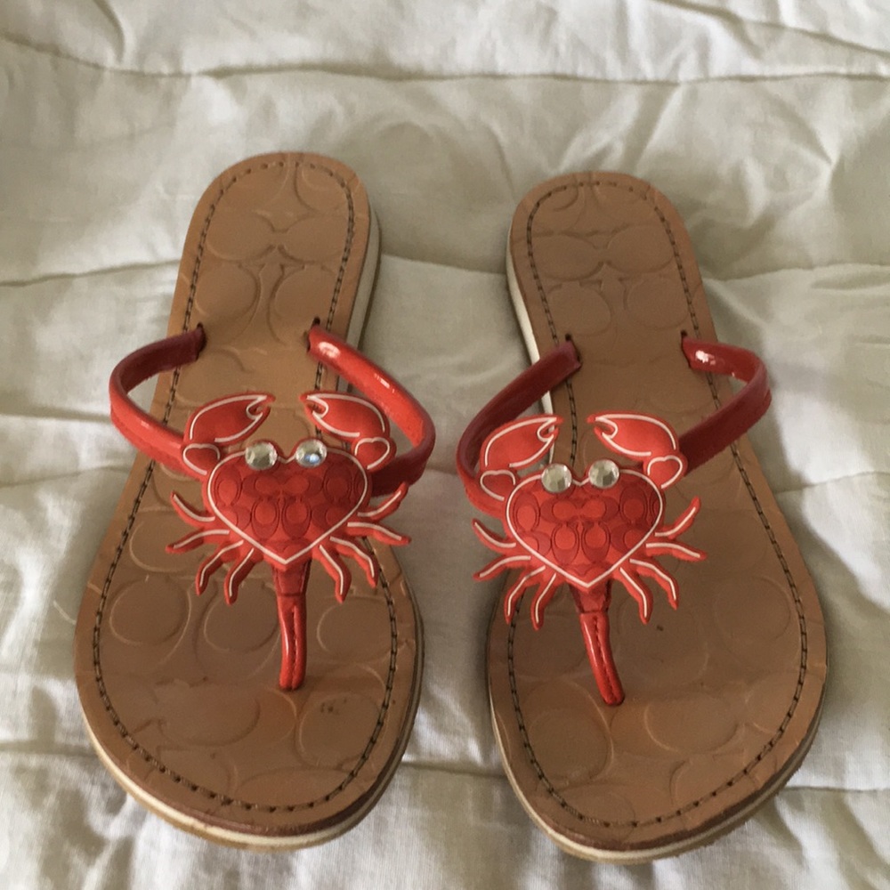 Coach Red Crabby Heart sandals